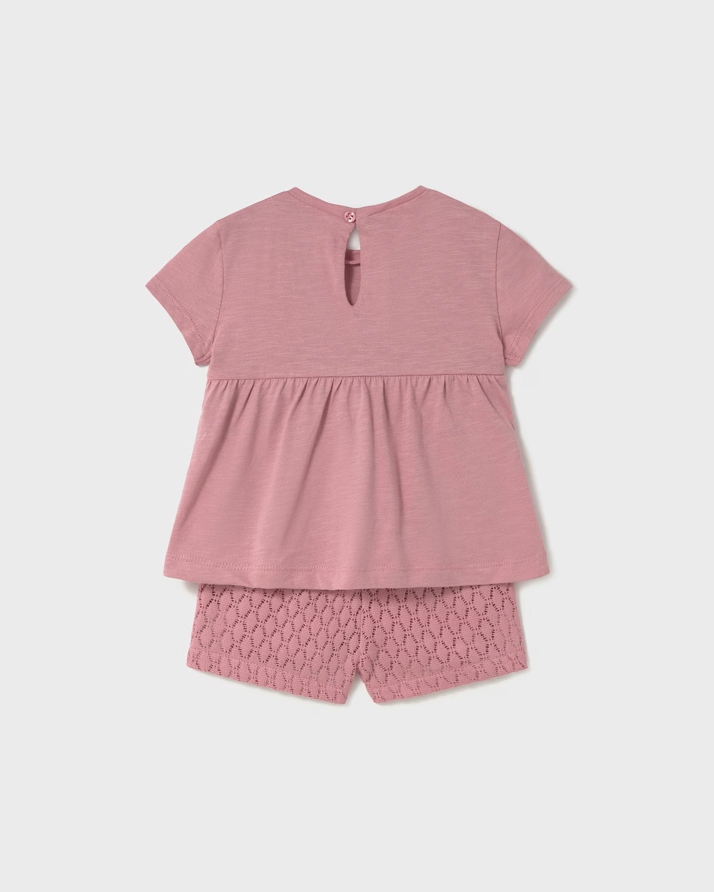 Completo pantaloncino e maglietta gilet finto neonata Mayoral rosato Mayoral 6 Mesi 68cm