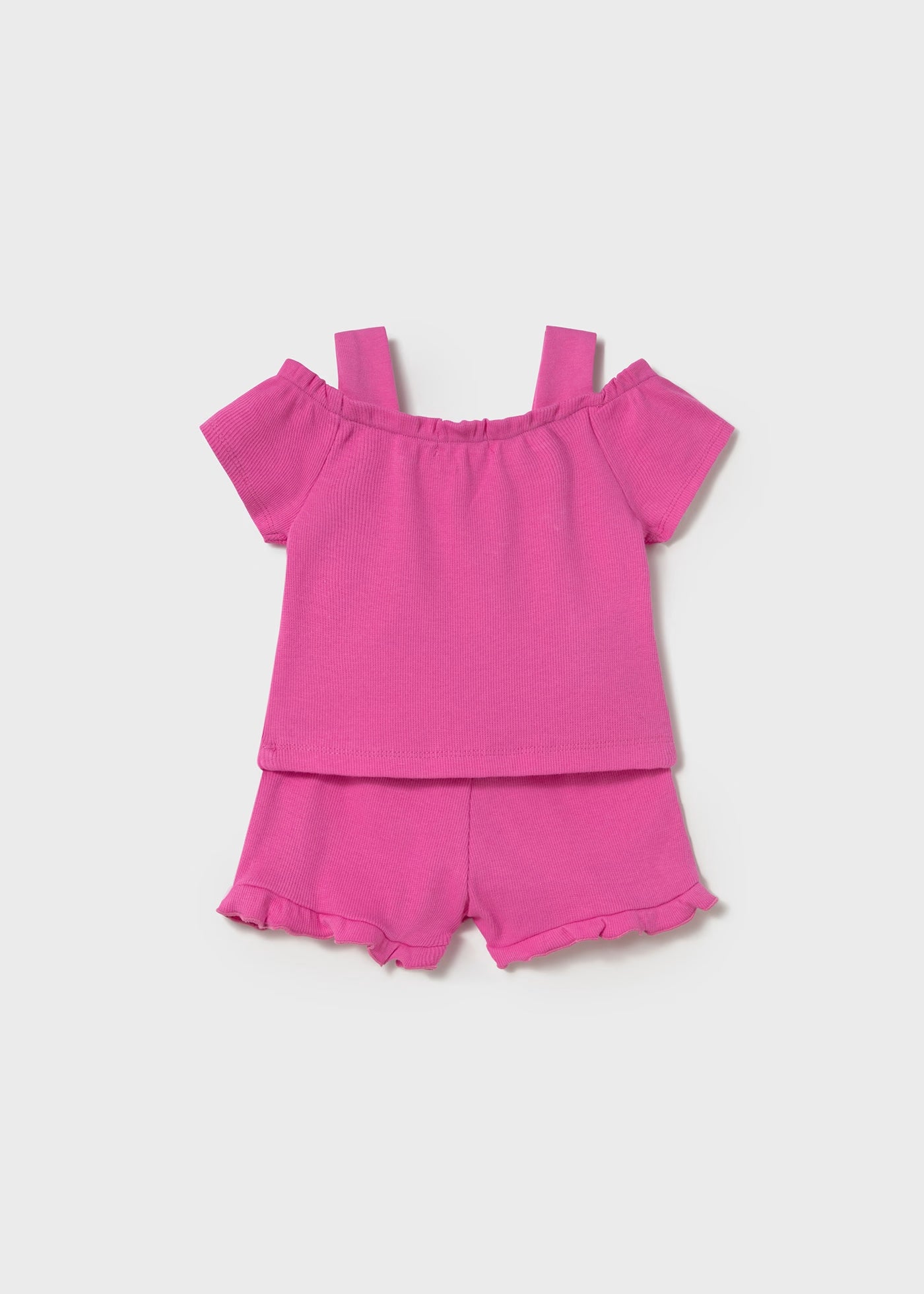 Completo pantaloncino e maglietta neonata Mayoral tinta unita fucsia Mayoral 6 Mesi 68cm