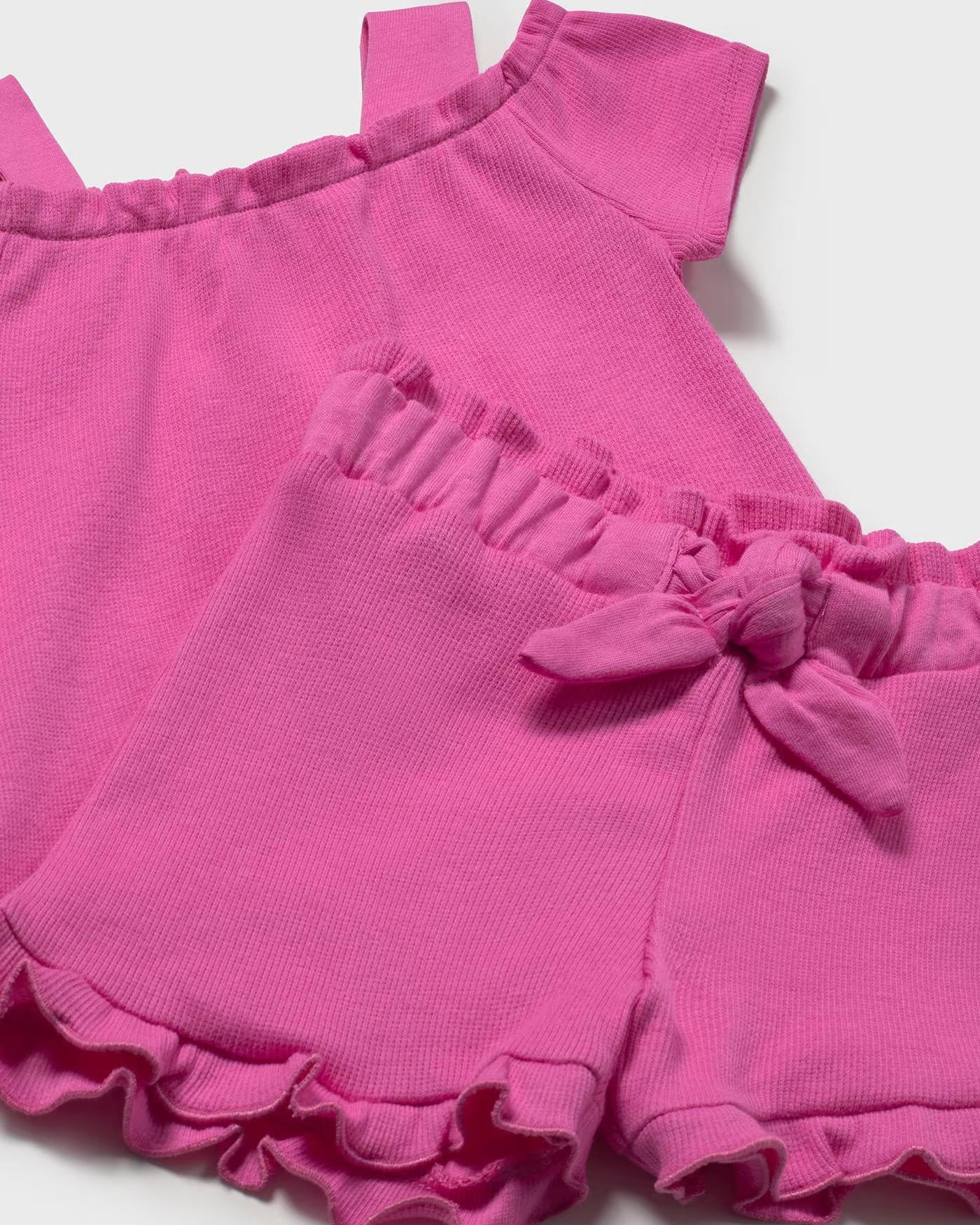 Completo pantaloncino e maglietta neonata Mayoral tinta unita fucsia Mayoral 6 Mesi 68cm