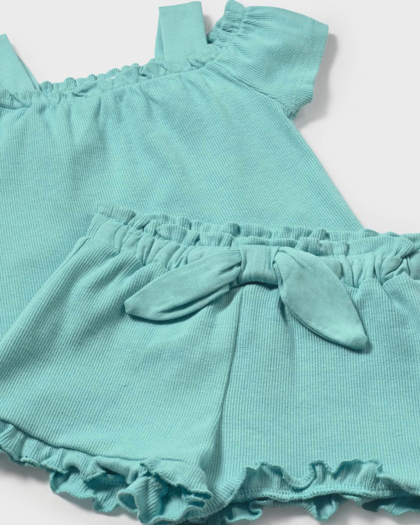 Completo pantaloncino e maglietta neonata Mayoral tinta unita acqua Mayoral Acqua