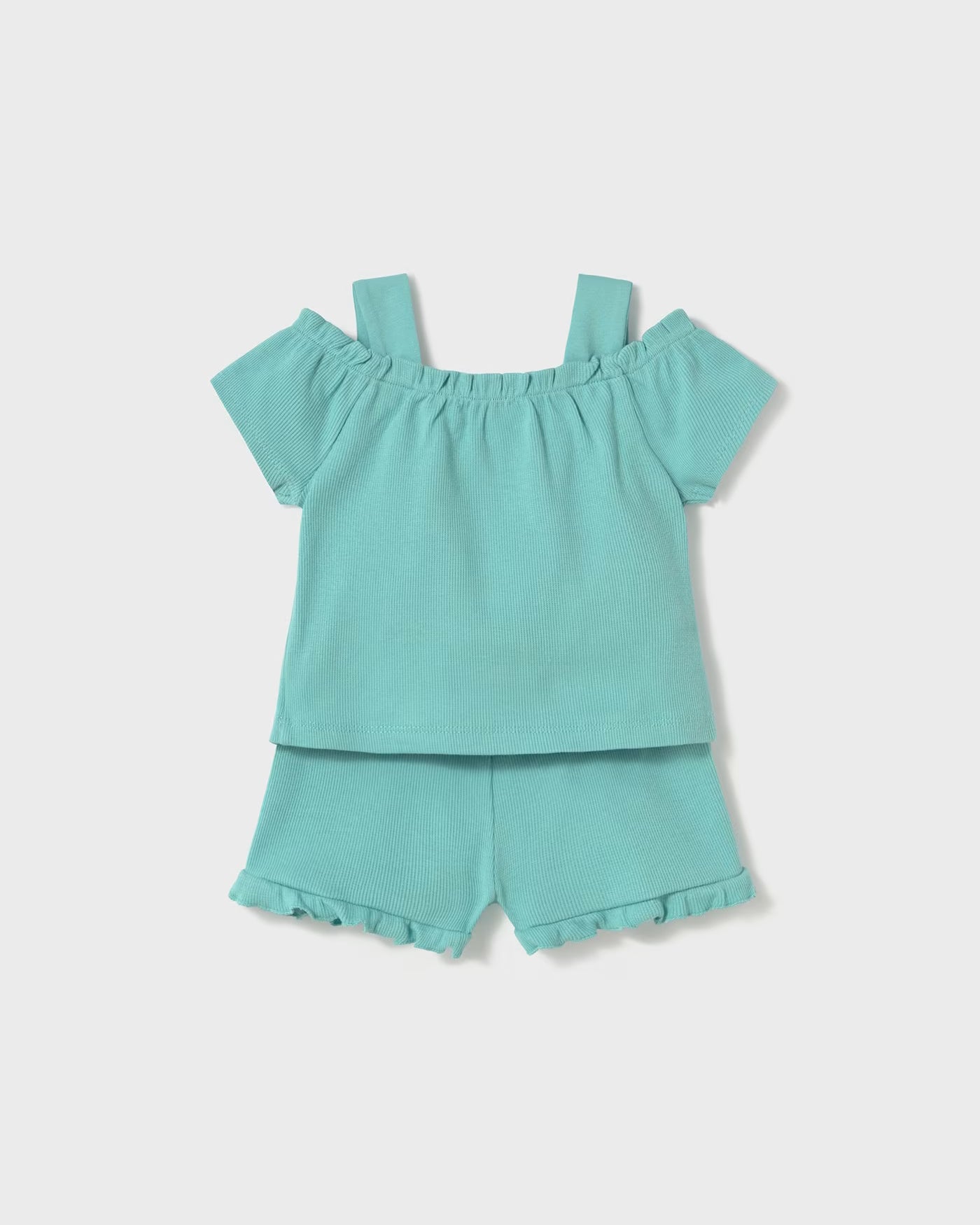 Completo pantaloncino e maglietta neonata Mayoral tinta unita acqua Mayoral Acqua