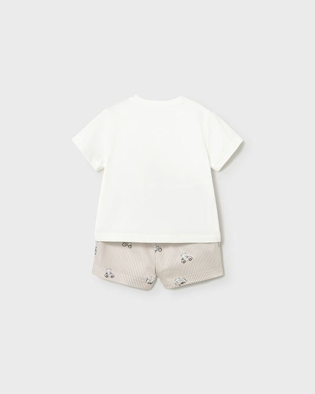 Completo pantaloncino e maglietta neonato Mayoral Newborn orsetto beige Mayoral 0-1 Mesi 55cm