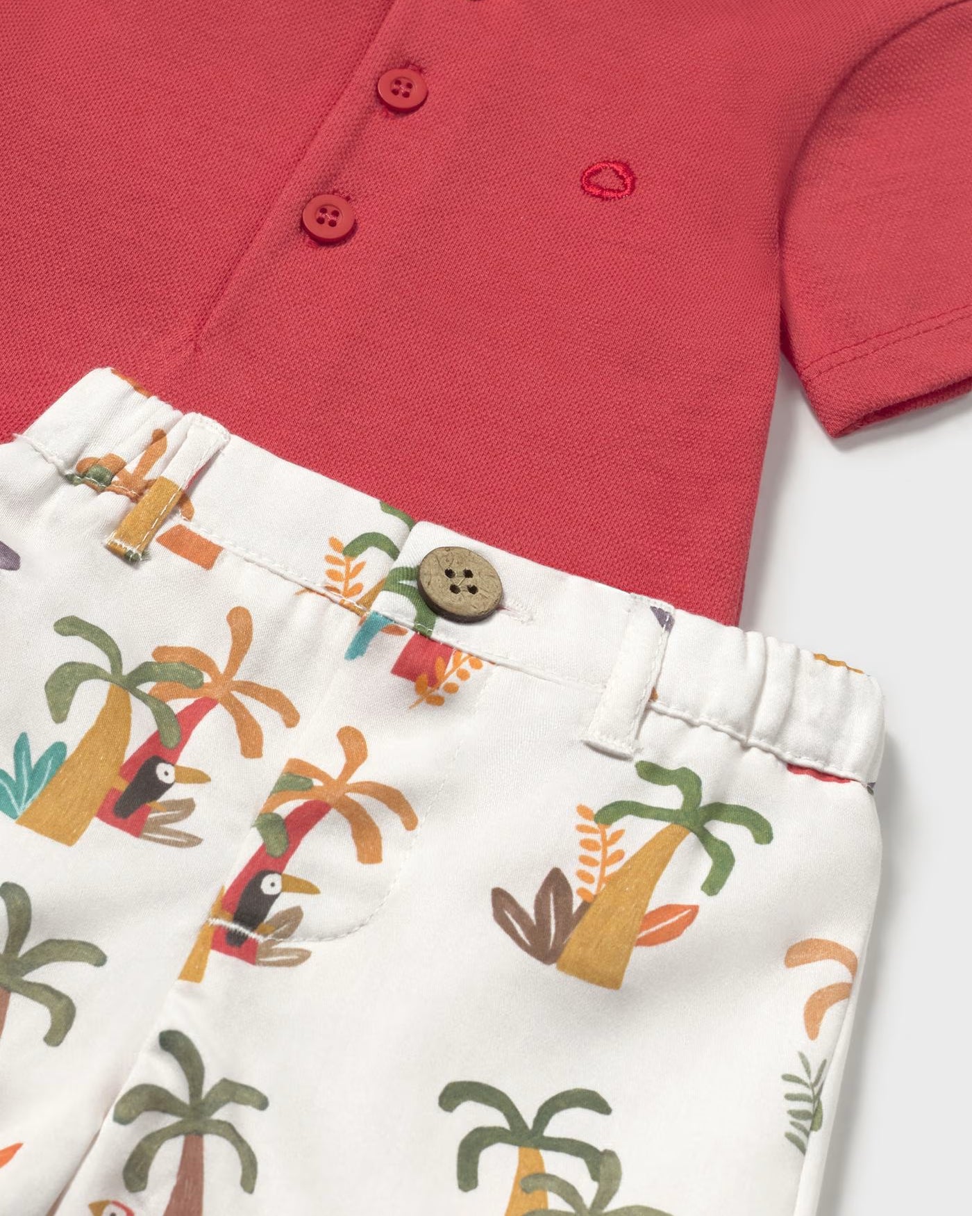 Completo pantaloncino e polo neonato Mayoral Newborn Rosso pompelmo Mayoral Rosso