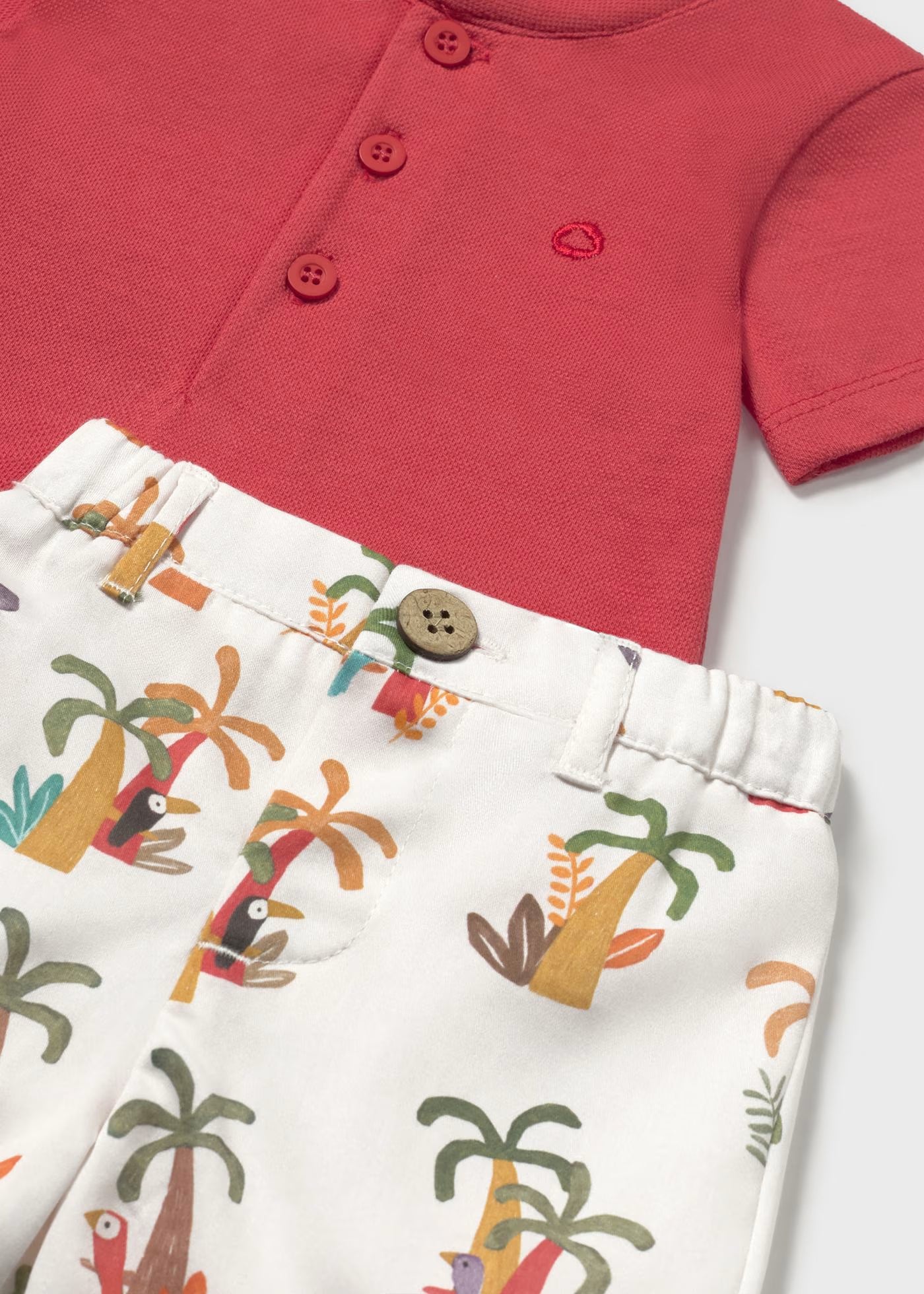 Completo pantaloncino e polo neonato Mayoral Newborn Rosso pompelmo Mayoral Rosso