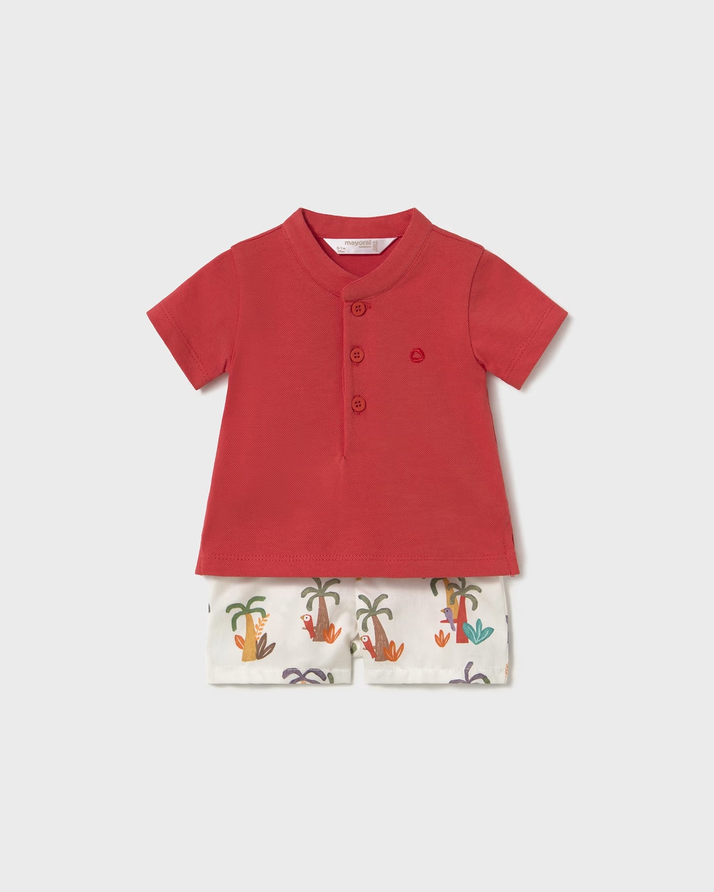 Completo pantaloncino e polo neonato Mayoral Newborn Rosso pompelmo Mayoral Rosso