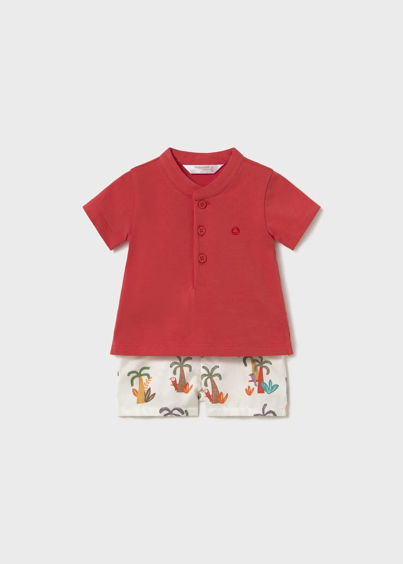 Completo pantaloncino e polo neonato Mayoral Newborn Rosso pompelmo Mayoral Rosso