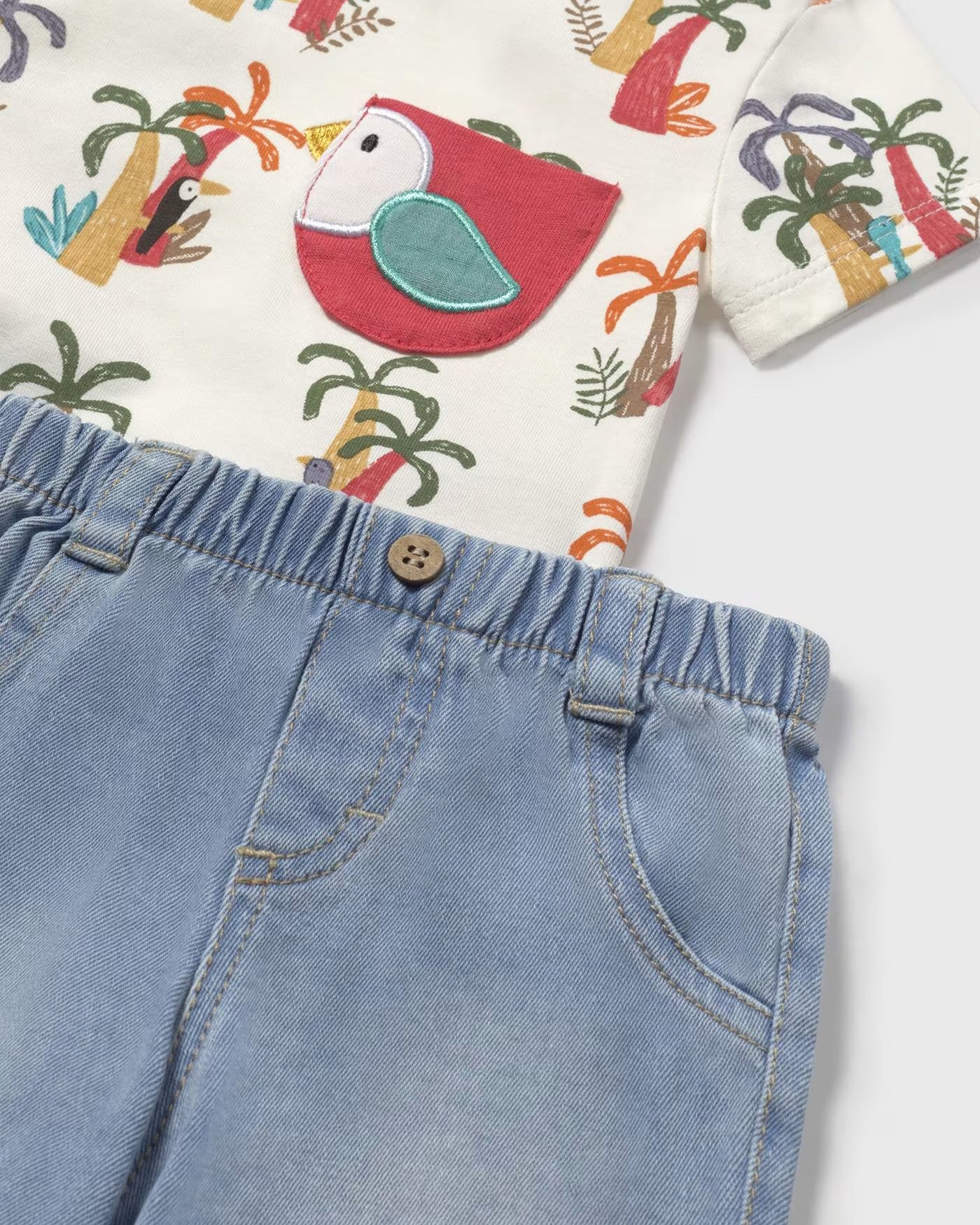 Completo pantaloncino jeans e T-Shirt neonato Mayoral Newborn Tucano Mayoral 0-1 Mesi 55cm