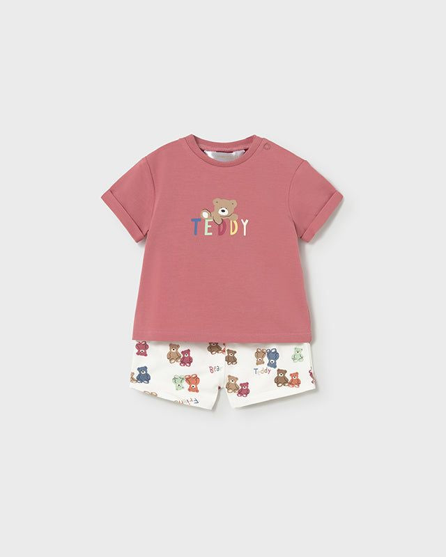 Completo pantaloncino stampato e T-Shirt neonato Mayoral Newborn Teddy terracotta Mayoral 0-1 Mesi 55cm
