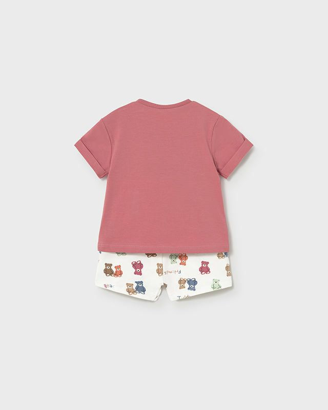 Completo pantaloncino stampato e T-Shirt neonato Mayoral Newborn Teddy terracotta Mayoral 0-1 Mesi 55cm