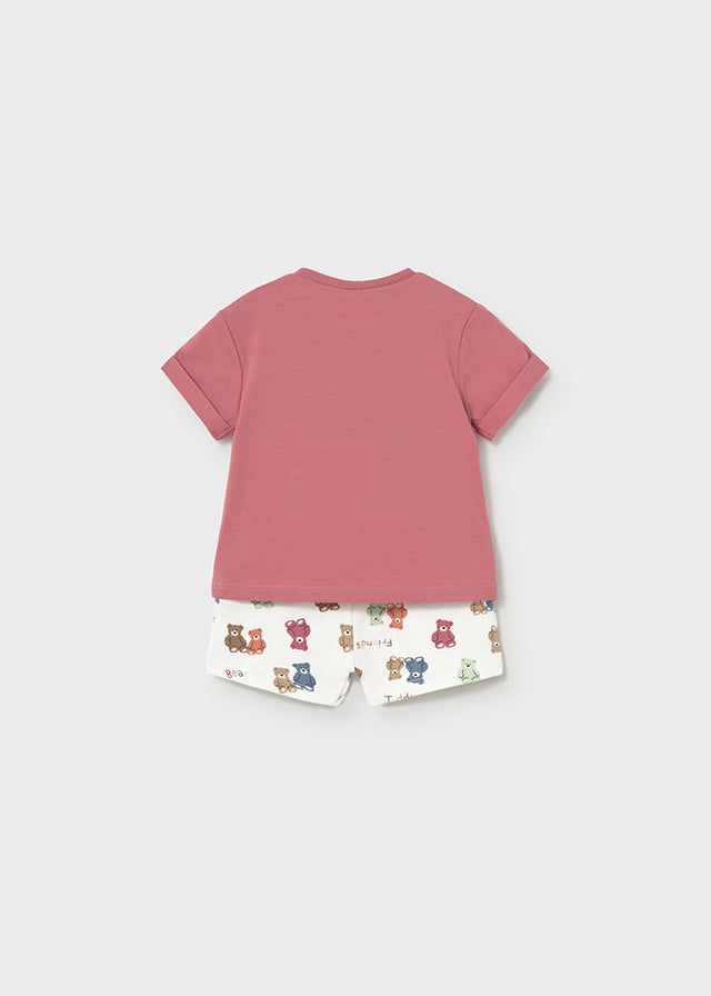 Completo pantaloncino stampato e T-Shirt neonato Mayoral Newborn Teddy terracotta Mayoral 0-1 Mesi 55cm