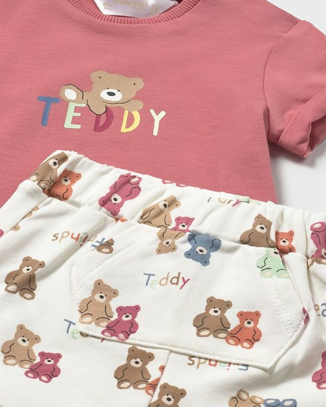 Completo pantaloncino stampato e T-Shirt neonato Mayoral Newborn Teddy terracotta Mayoral 0-1 Mesi 55cm