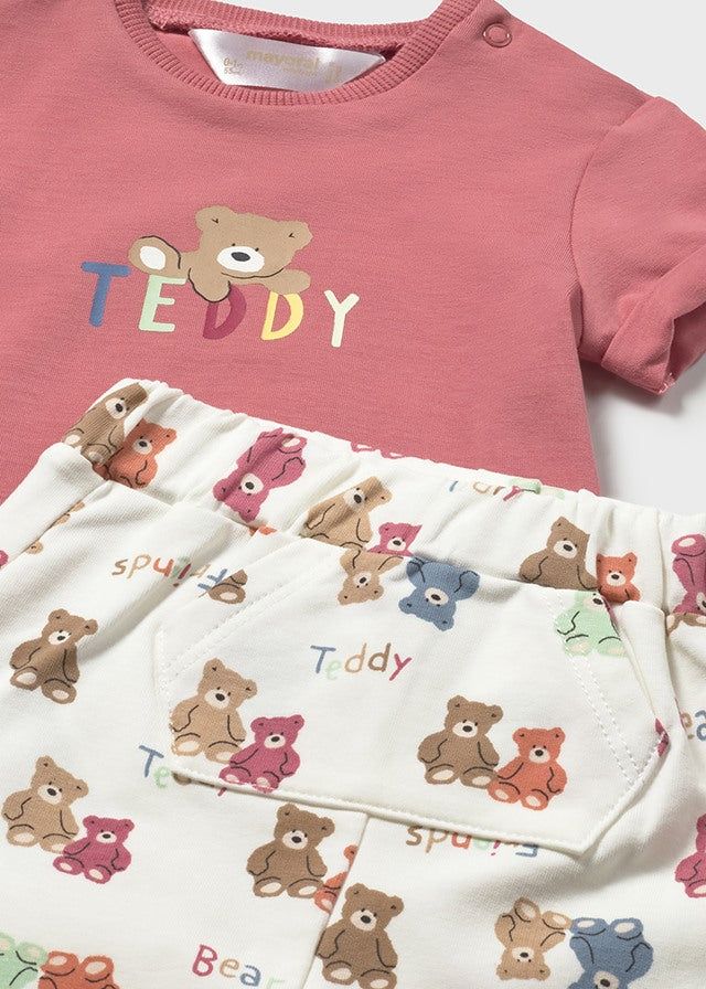 Completo pantaloncino stampato e T-Shirt neonato Mayoral Newborn Teddy terracotta Mayoral 0-1 Mesi 55cm