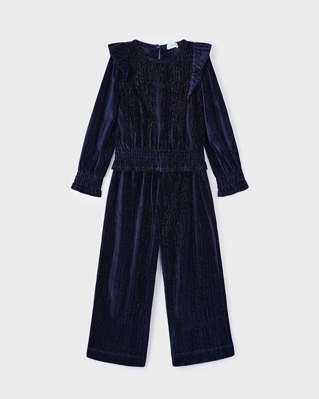 Completo pantalone e blusa velluto bambina Mayoral blu Mayoral Blu navy