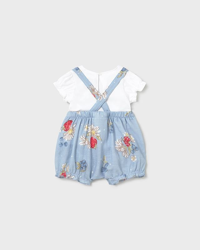Completo salopette e maglietta neonata Mayoral Newborn fragole azzurro Mayoral 0-1 Mesi 55cm