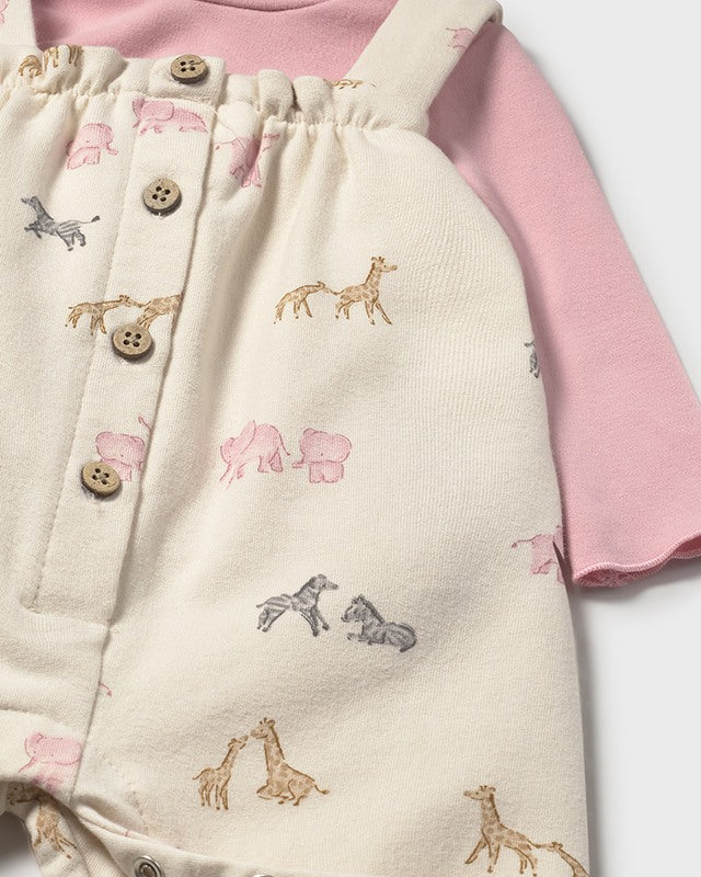 Completo salopette e maglietta neonata Mayoral Newborn Safari rosa Mayoral 0-1 Mesi 55cm