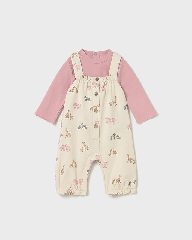 Completo salopette e maglietta neonata Mayoral Newborn Safari rosa Mayoral 0-1 Mesi 55cm