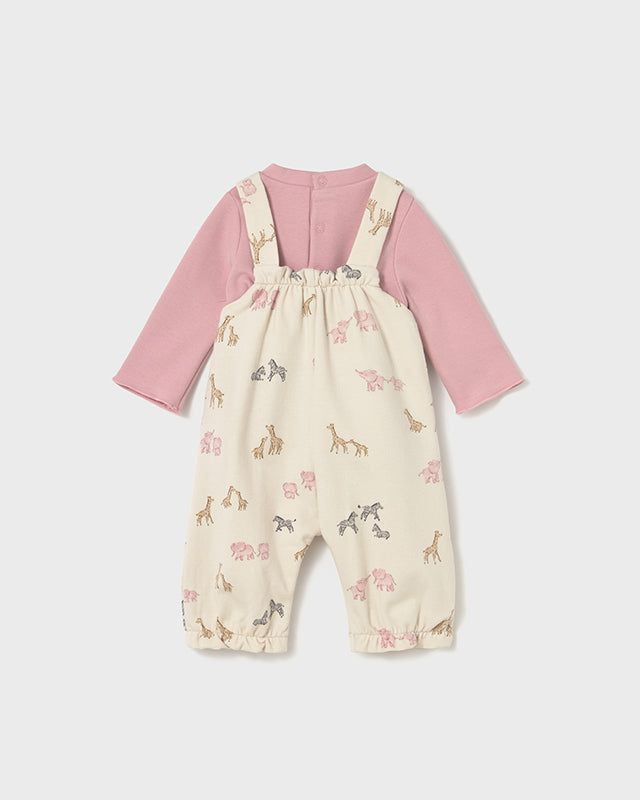 Completo salopette e maglietta neonata Mayoral Newborn Safari rosa Mayoral 0-1 Mesi 55cm