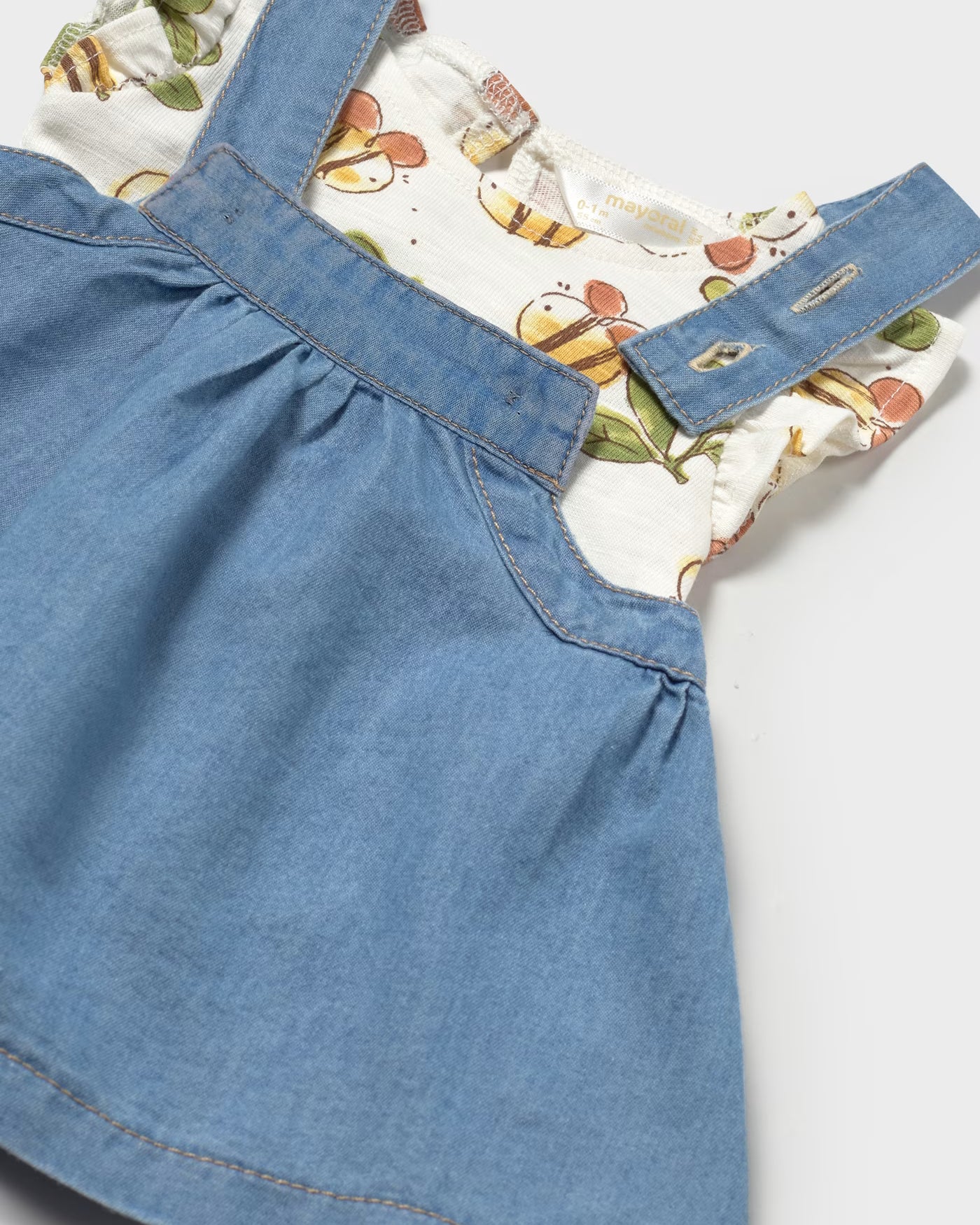 Completo salopette e T-shirt neonata Mayoral Newborn Ape Mayoral Jeans