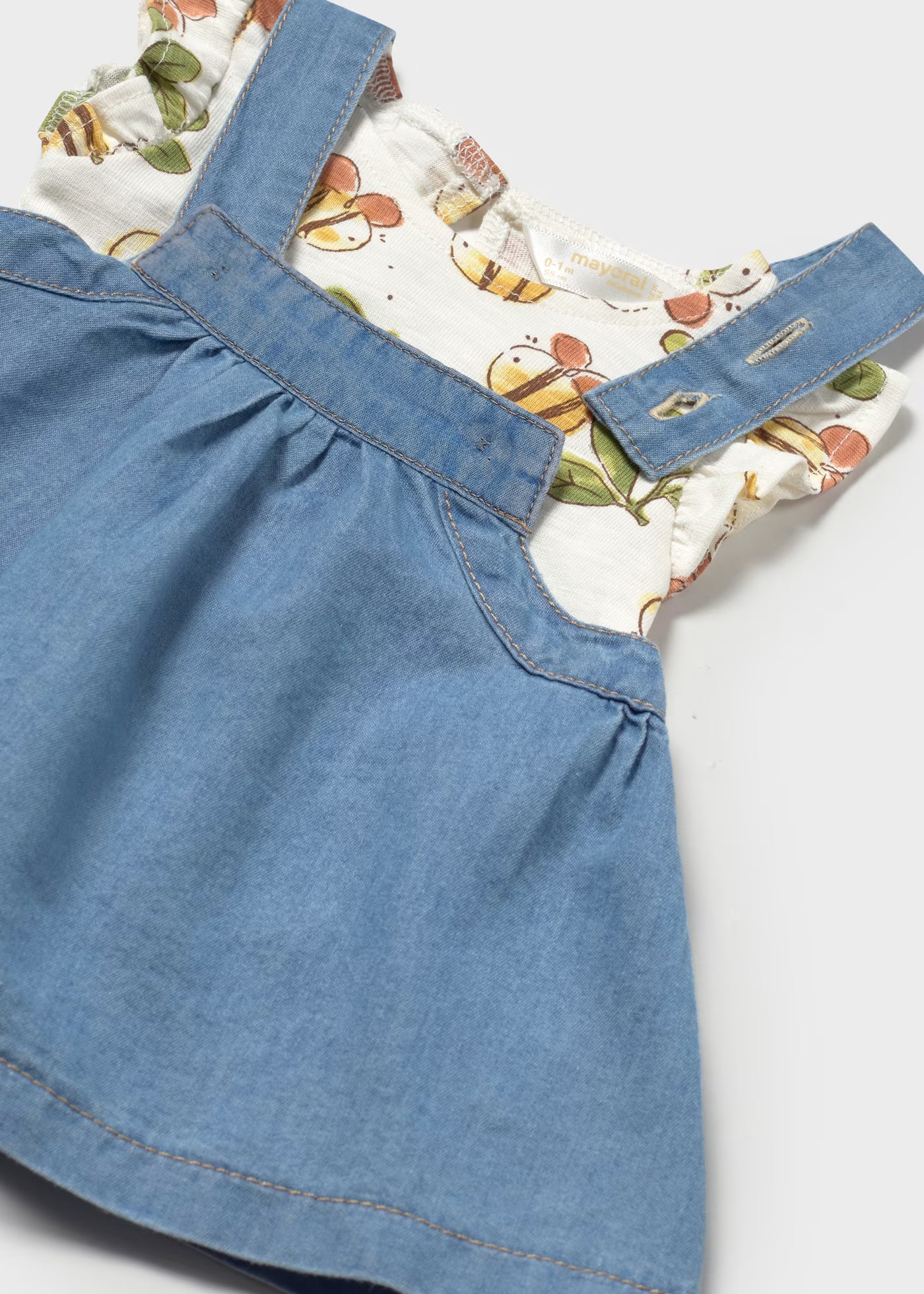 Completo salopette e T-shirt neonata Mayoral Newborn Ape Mayoral Jeans