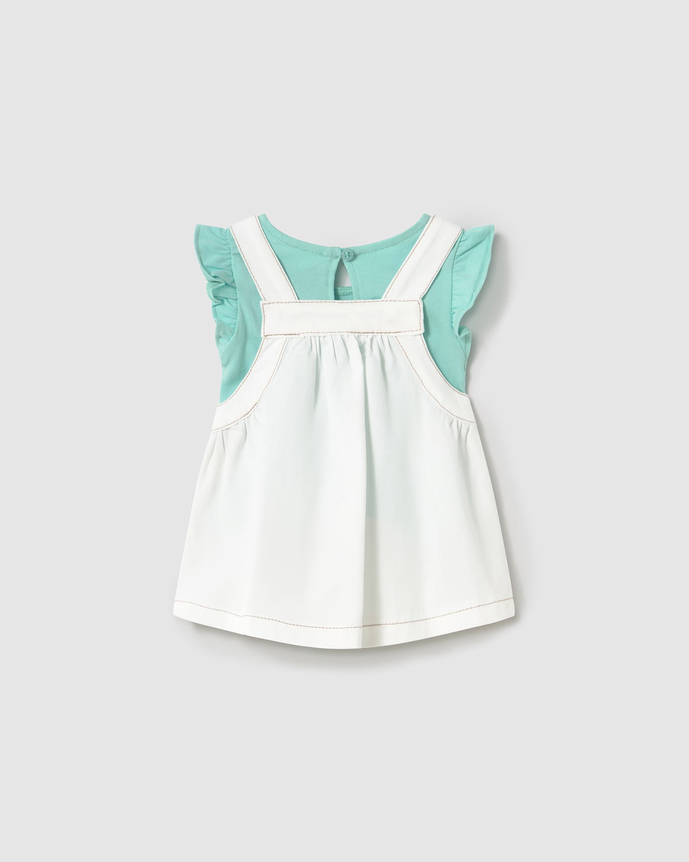 Completo salopette e T-shirt neonata Mayoral Newborn bianco e acqua Mayoral 0-1 Mesi 55cm