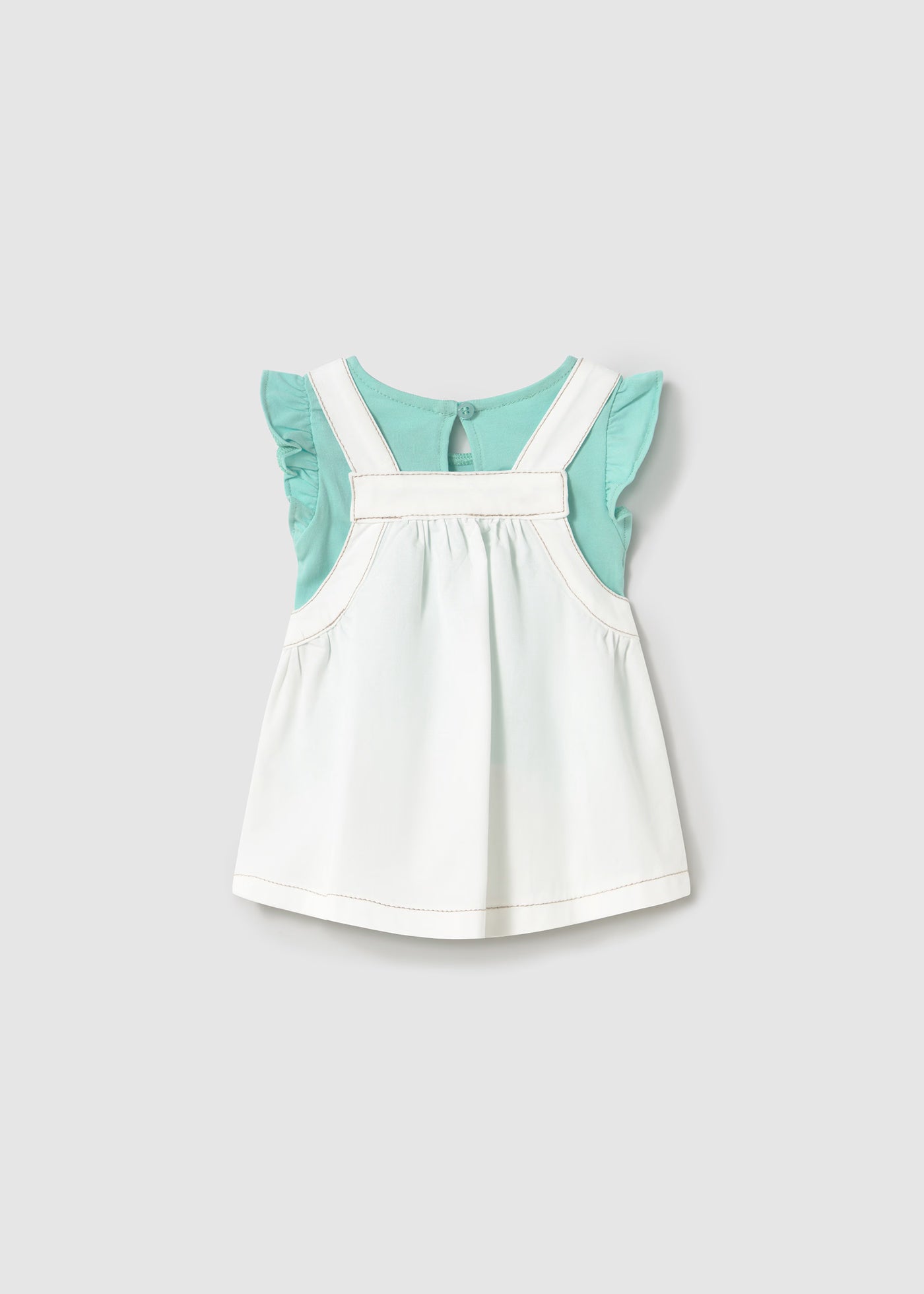 Completo salopette e T-shirt neonata Mayoral Newborn bianco e acqua Mayoral 0-1 Mesi 55cm