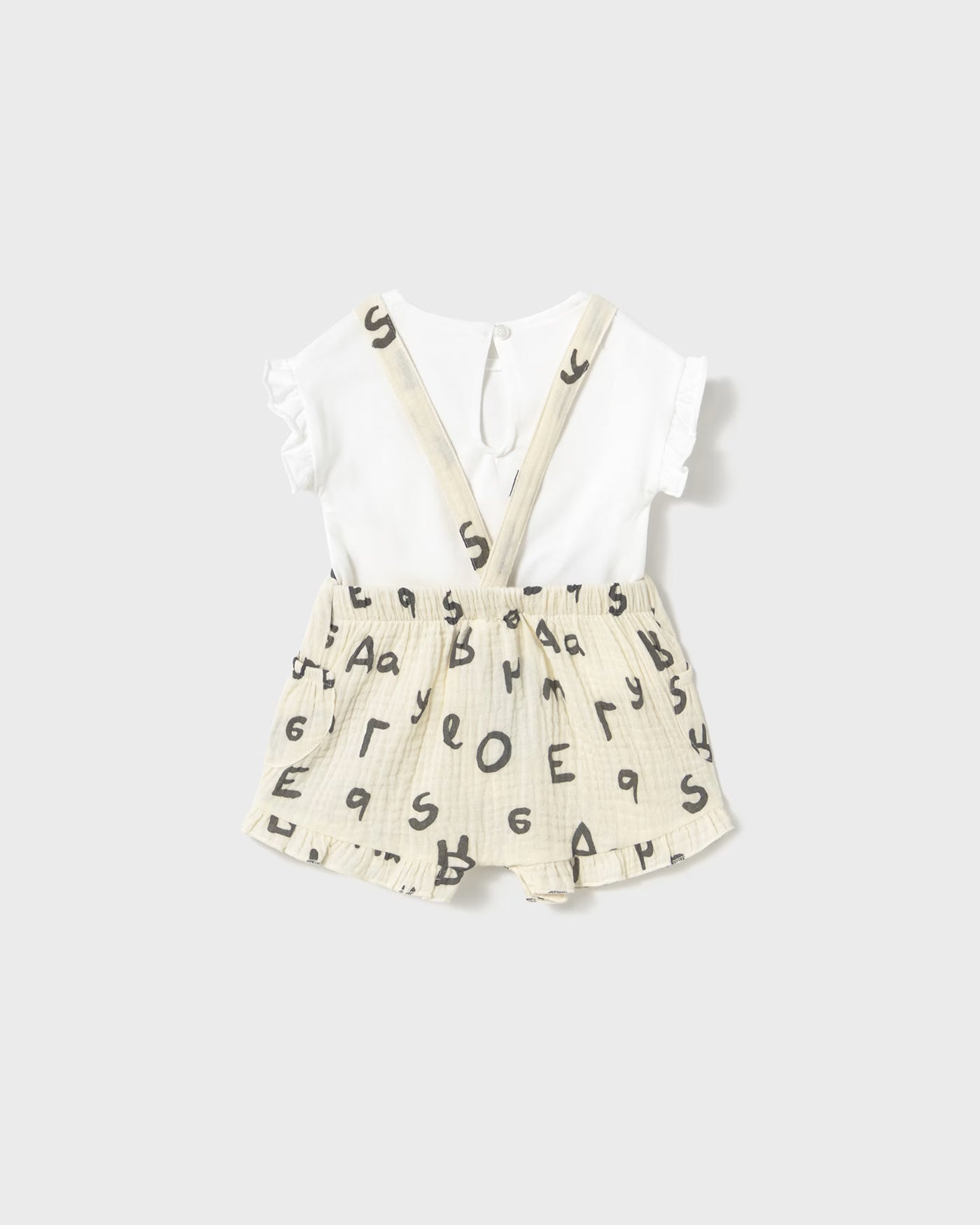 Completo salopette e t-shirt neonata Mayoral Newborn Lettere cecio Mayoral 0-1 Mesi 55cm