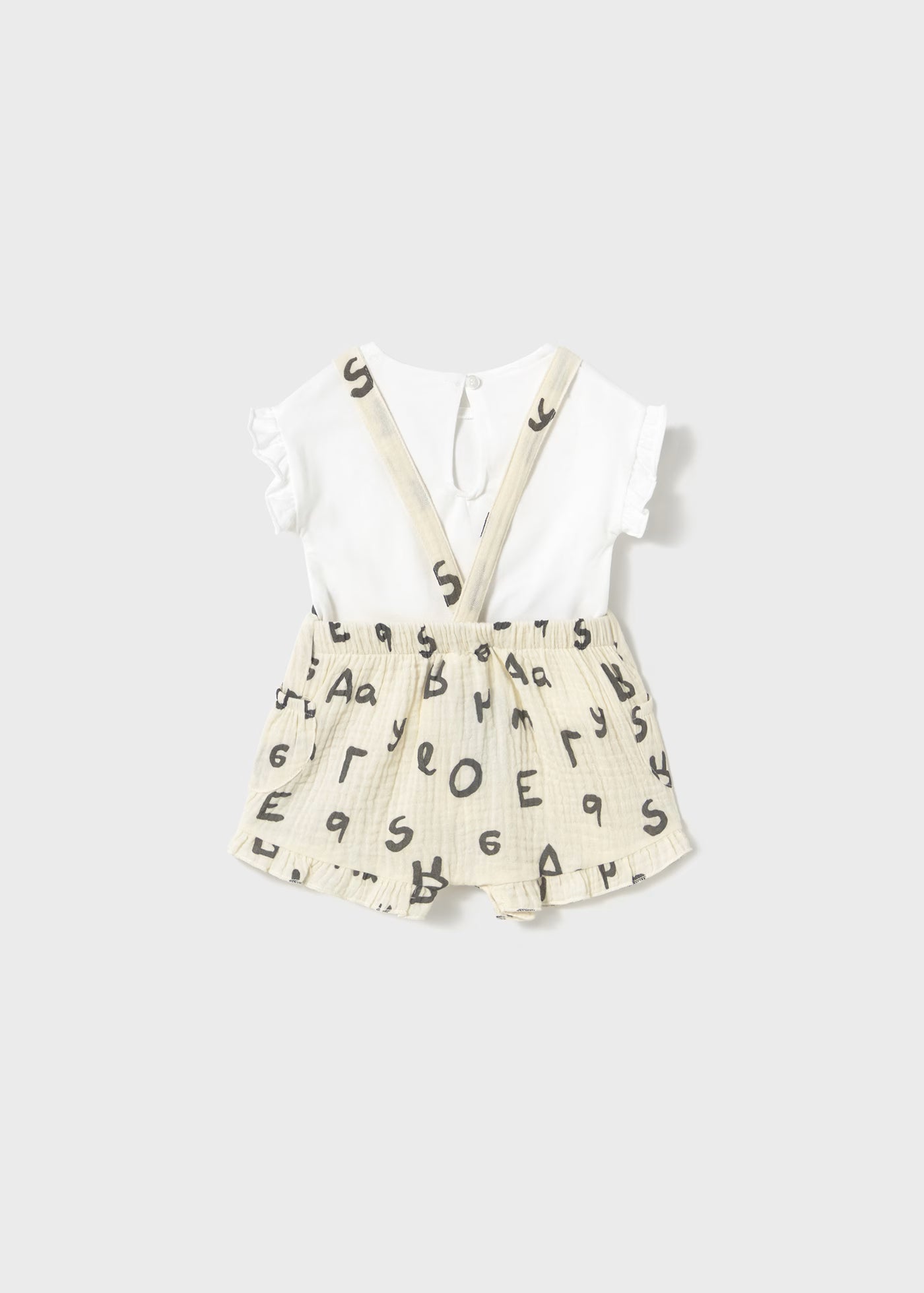 Completo salopette e t-shirt neonata Mayoral Newborn Lettere cecio Mayoral 0-1 Mesi 55cm