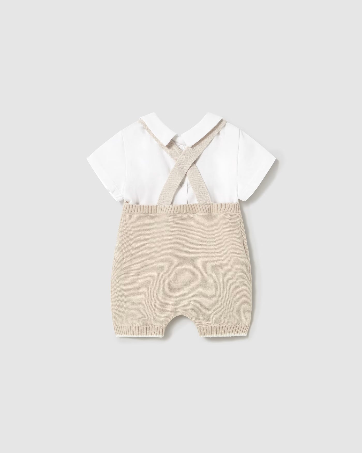 Completo salopette in filo di cotone e T-shirt neonato Mayoral Newborn beige Mayoral 0-1 Mesi 55cm