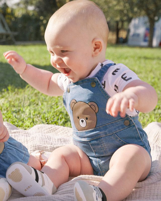 Completo salopette jeans e t-shirt neonato Mayoral Newborn Mayoral Blu