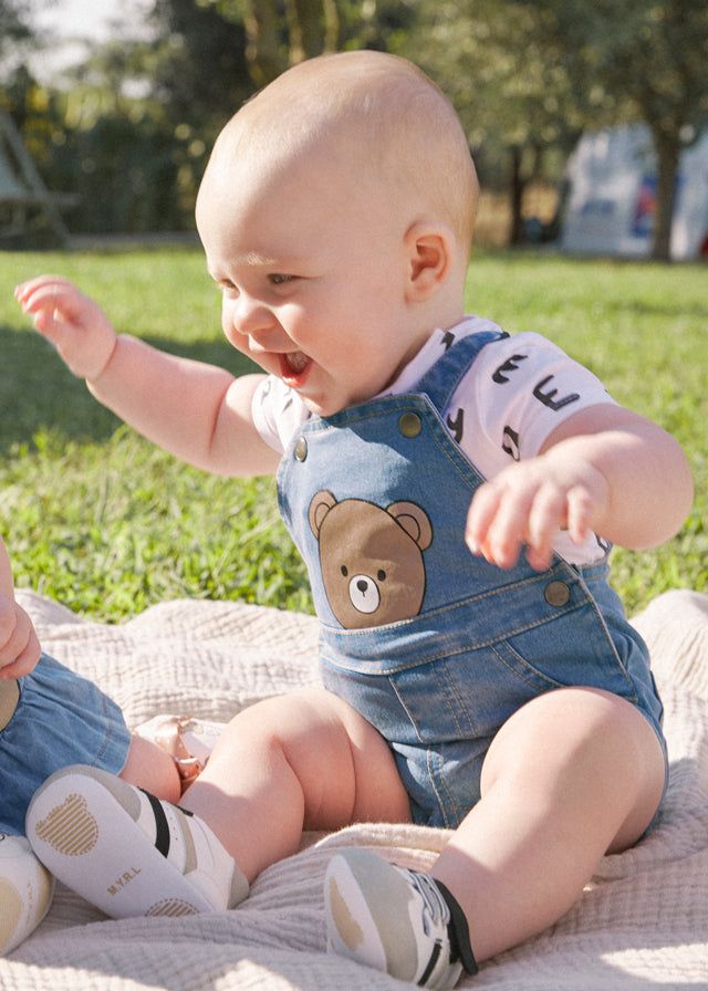 Completo salopette jeans e t-shirt neonato Mayoral Newborn Mayoral Blu