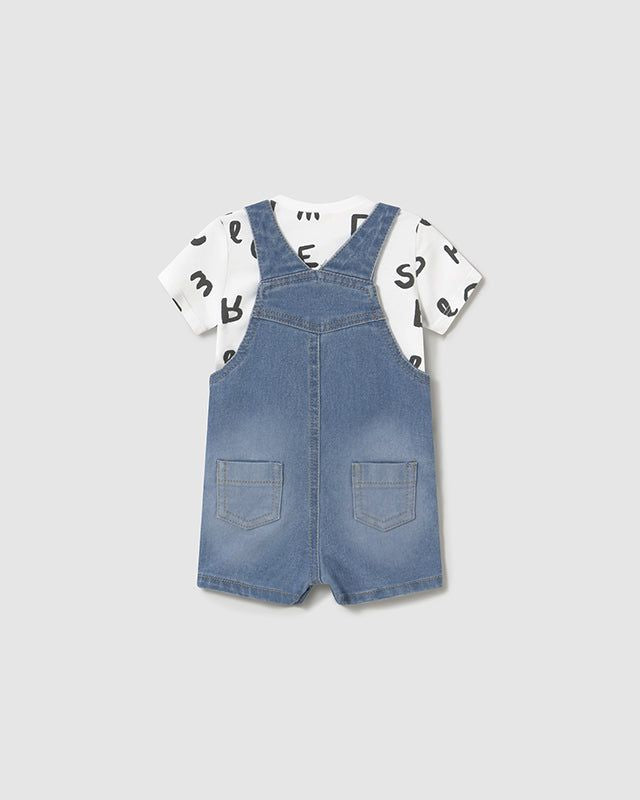 Completo salopette jeans e t-shirt neonato Mayoral Newborn Mayoral Blu