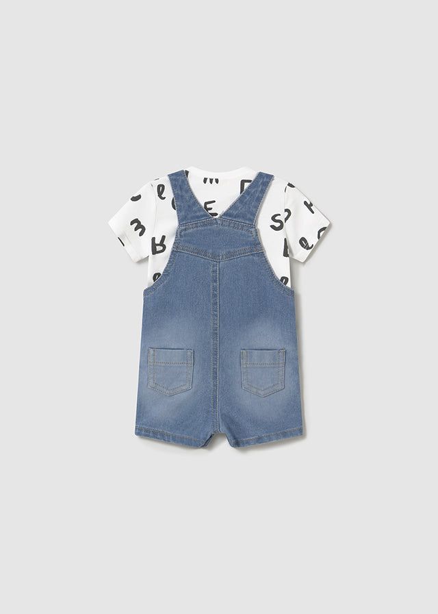 Completo salopette jeans e t-shirt neonato Mayoral Newborn Mayoral Blu