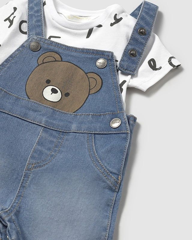 Completo salopette jeans e t-shirt neonato Mayoral Newborn Mayoral Blu