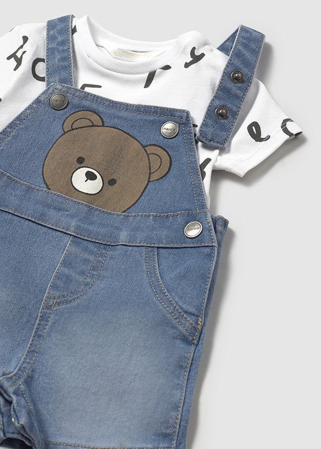 Completo salopette jeans e t-shirt neonato Mayoral Newborn Mayoral Blu