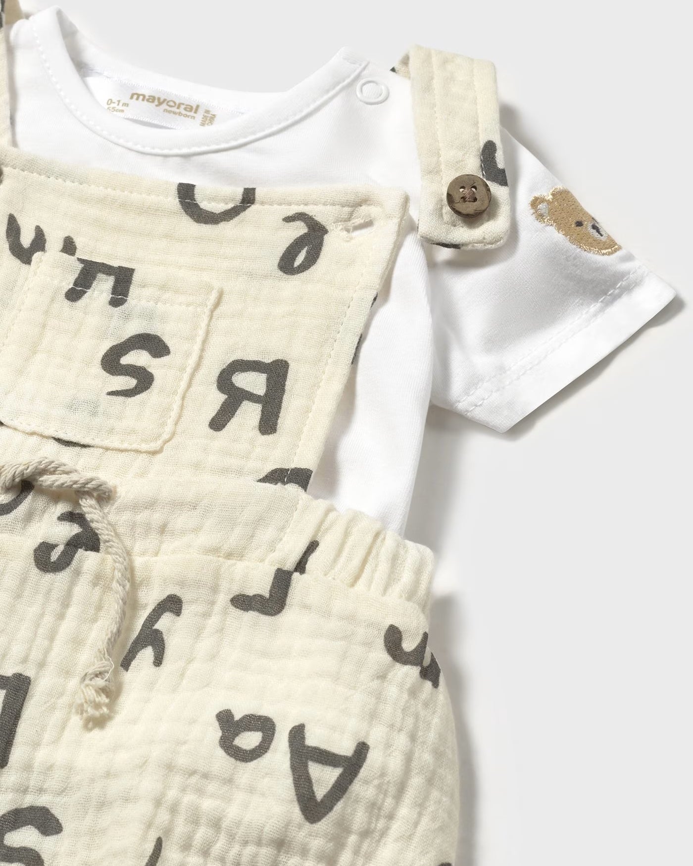 Completo salopette lettere e maglietta neonato Mayoral Newborn Mayoral Cecio