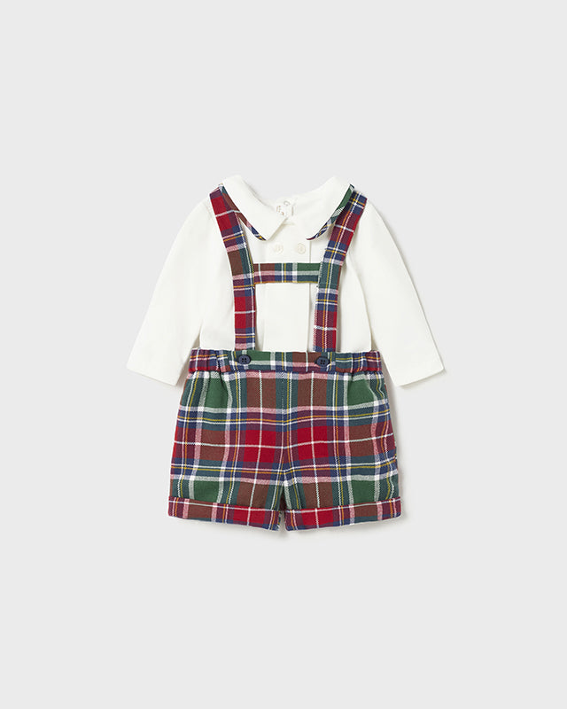 Completo salopette quadri e body neonato Mayoral Newborn quadri Mayoral Rosso