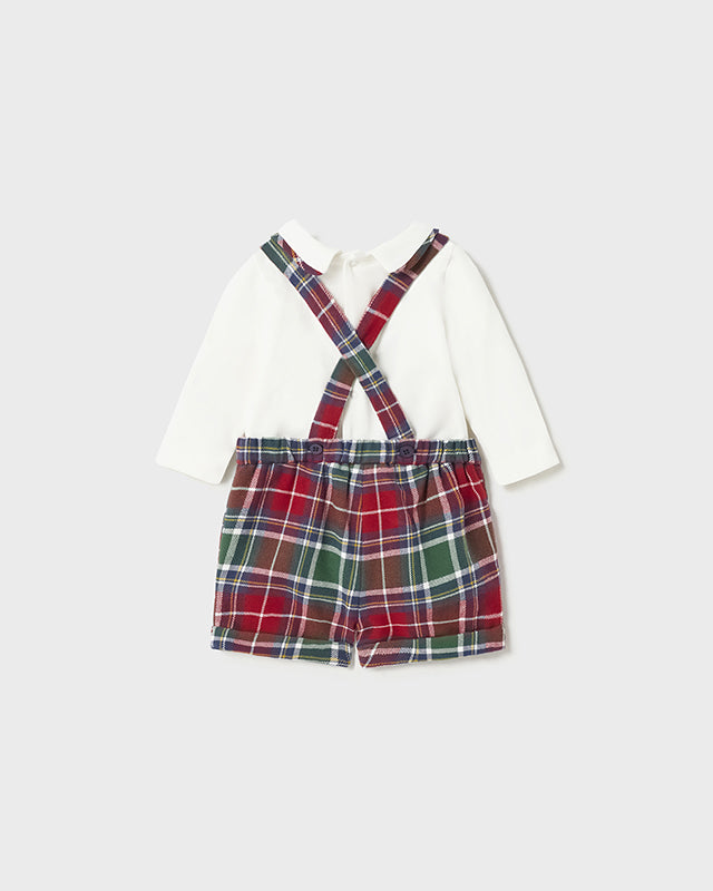 Completo salopette quadri e body neonato Mayoral Newborn quadri Mayoral Rosso