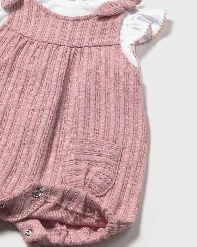 Completo salopette rosa rigato e maglietta bianca neonata Mayoral Newborn Mayoral 0-1 Mesi 55cm