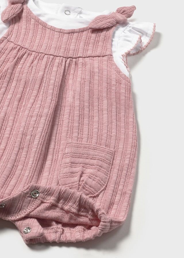 Completo salopette rosa rigato e maglietta bianca neonata Mayoral Newborn Mayoral 0-1 Mesi 55cm