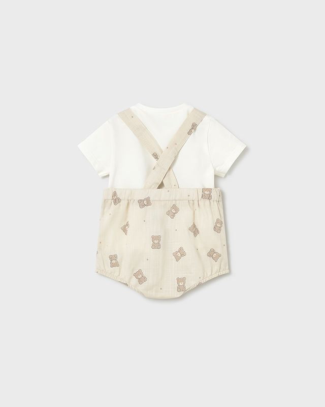 Completo salopette stampata e maglietta neonato Mayoral Newborn orsetto beige Mayoral 0-1 Mesi 55cm