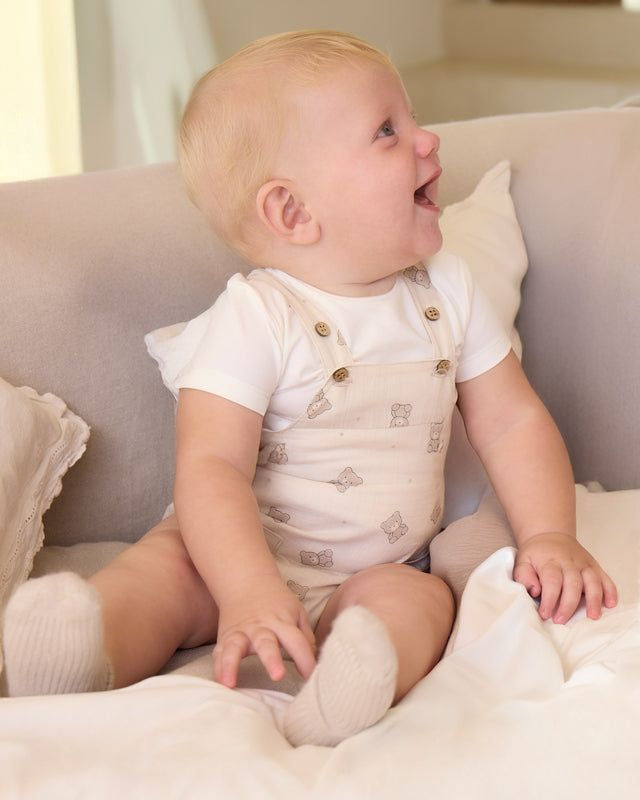 Completo salopette stampata e maglietta neonato Mayoral Newborn orsetto beige Mayoral 0-1 Mesi 55cm