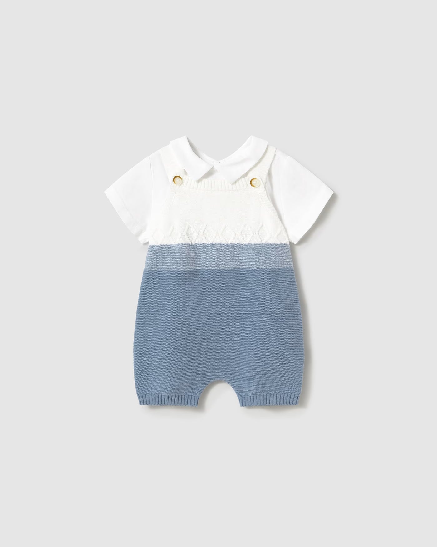 Completo salopette in filo di cotone e T-shirt neonato Mayoral Newborn blu riviera Mayoral 0-1 Mesi 55cm