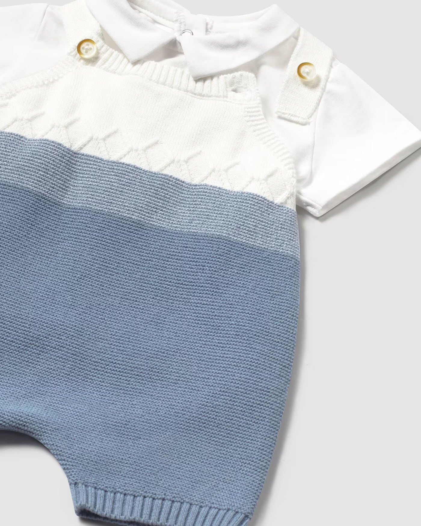 Completo salopette in filo di cotone e T-shirt neonato Mayoral Newborn blu riviera Mayoral 0-1 Mesi 55cm