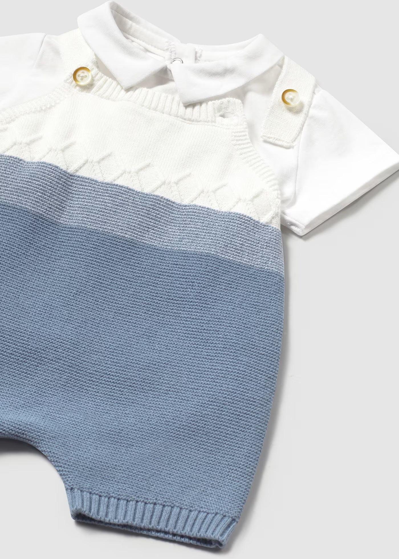 Completo salopette in filo di cotone e T-shirt neonato Mayoral Newborn blu riviera Mayoral 0-1 Mesi 55cm