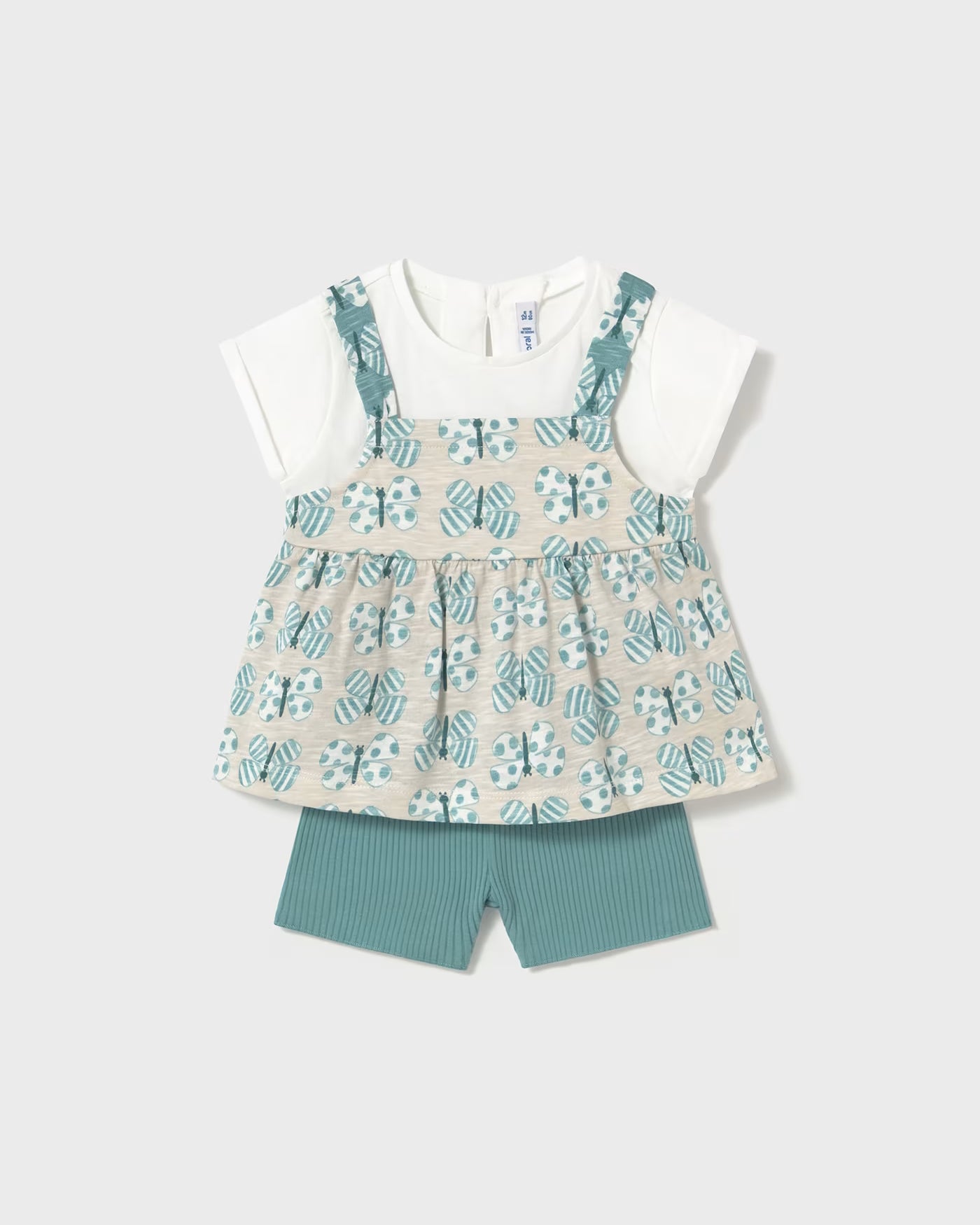 Completo short ciclista e maglietta sovrapposta neonata Mayoral smeraldo Mayoral 6 Mesi 68cm