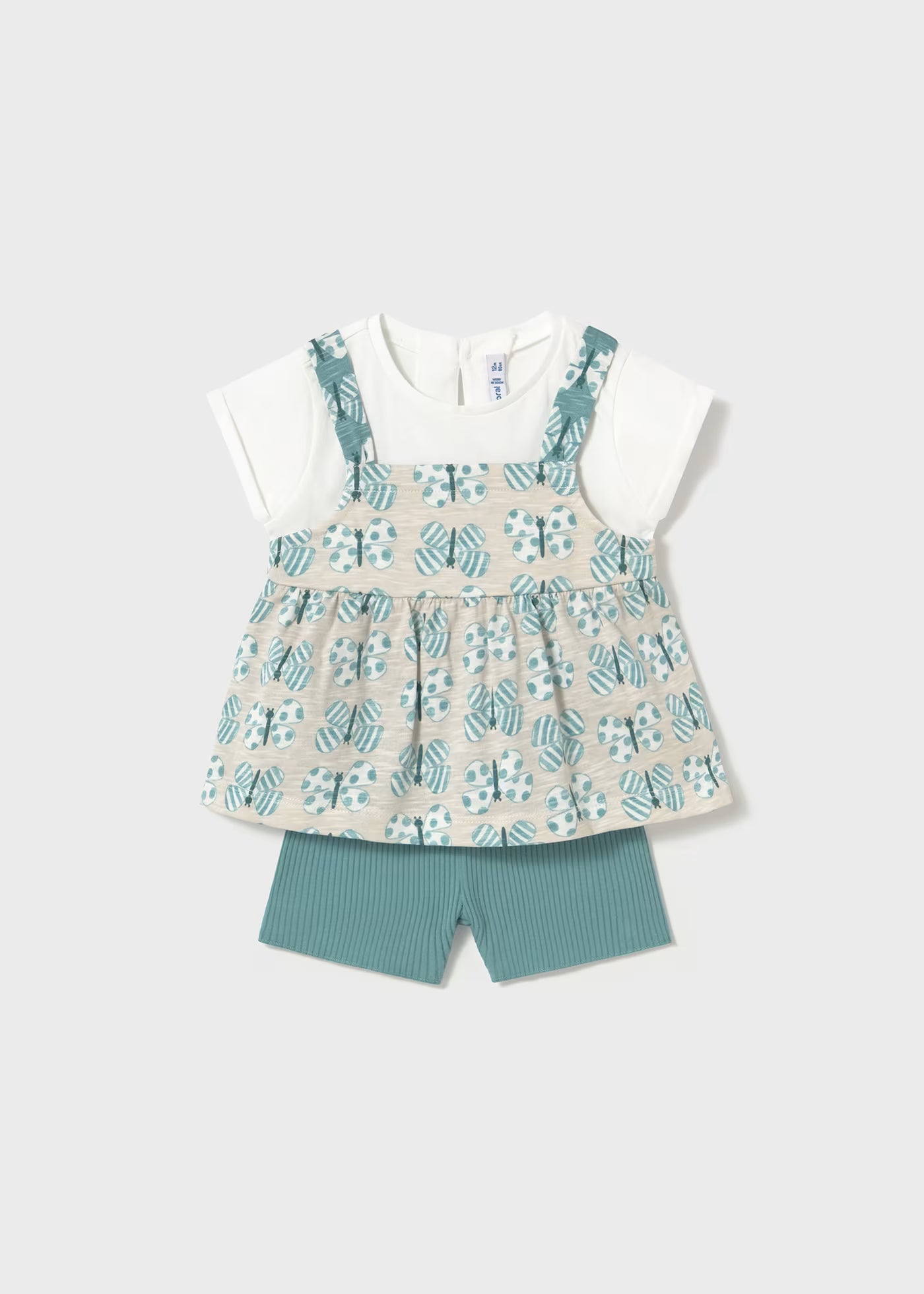 Completo short ciclista e maglietta sovrapposta neonata Mayoral smeraldo Mayoral 6 Mesi 68cm