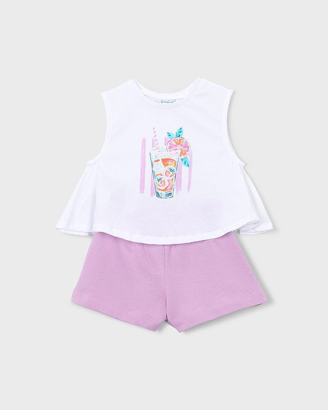 Completo bambina Mayoral: shorts e maglietta lilla Mayoral 2 Anni 92cm