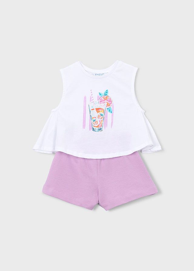 Completo bambina Mayoral: shorts e maglietta lilla Mayoral 2 Anni 92cm
