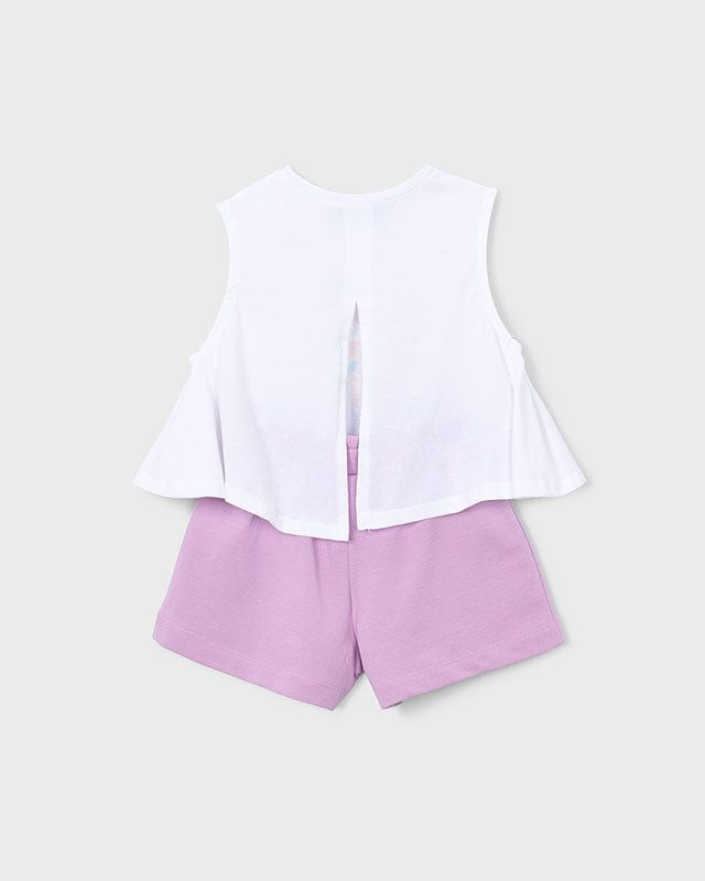 Completo bambina Mayoral: shorts e maglietta lilla Mayoral 2 Anni 92cm