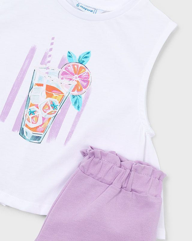 Completo bambina Mayoral: shorts e maglietta lilla Mayoral 2 Anni 92cm